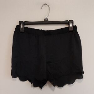 Kimchi Blue | Black Silky Scallop Shorts | S